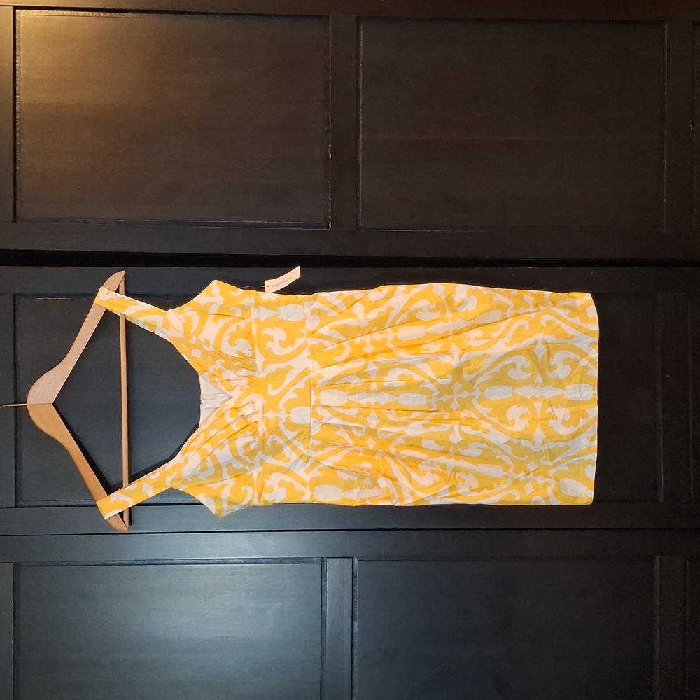 Dress Barn size 10 Yellow White Sweetheart Dress with Pockets